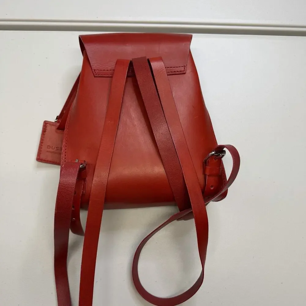 The Dust Company Sole Aged Leather Small Backpack Red Adjustable Italy MSRP 368$ - Picture 5 of 9